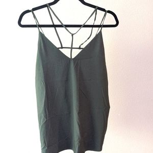 Forest Green, silky, strappy tank top, small